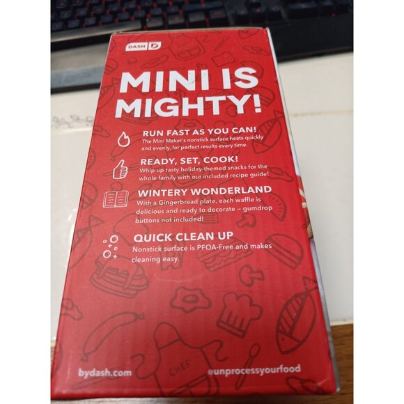 *NEW* Dash Mini 4 inch Red ginger bread man Waffle Maker Electric - Picture 3 of 5
